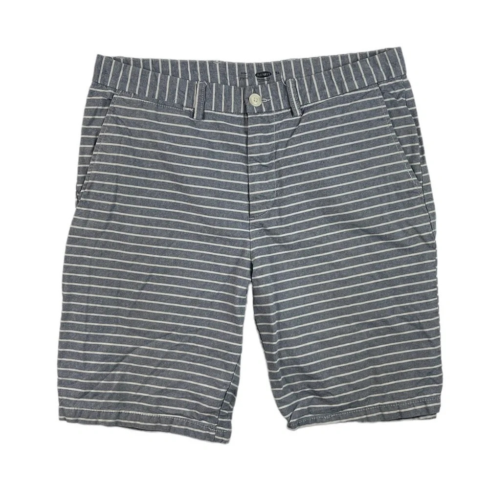 SH502 Mens Old Navy Brand Preppy Slim Fit Striped Chino Shorts 34